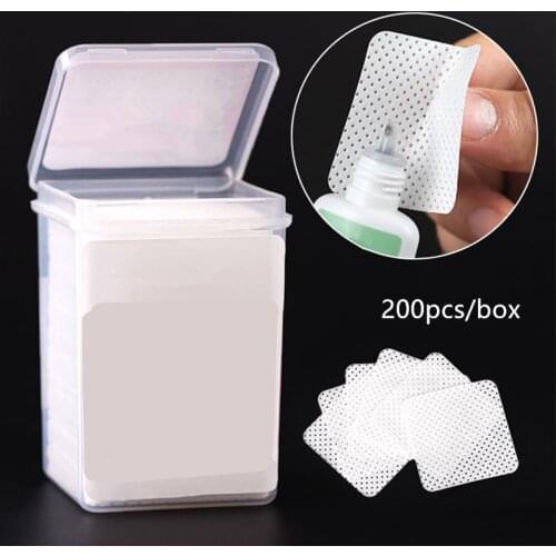 200PCS Lint-Free Paper Cotton Wipes Eyelash Glue Remover Wipe The Mouth Of The Glue Bottle Prevent Clogging Glue Cleaner Pads