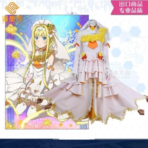 2019 Anime Sword Art Online AliceZinbelk Dress White Cosplay Costumes Uniform for Halloween SAO Asuna Battle Suit New Outfit