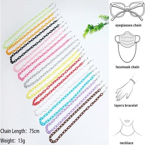 2021 Fashion Children Candy Color Acrylic Mask Holder Lanyard Resin Anti-lost Glasses Chain For Women Student Gift Neck Strap