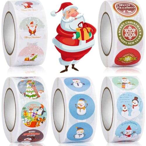 500pcs Merry Christmas Stickers Christmas Tree Elk Candy Bag Sealing Sticker Christmas Gifts Box Labels Decorations New Year