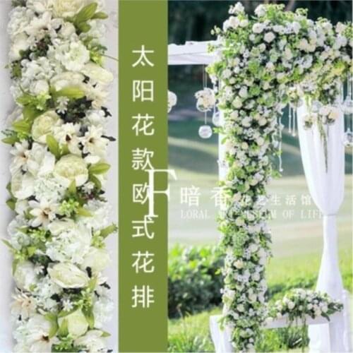 White Wedding Pavillion artificial flower strips Wedding canopy flower decoration Wedding Supply 4M x 24cm