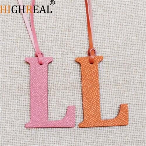 HIGHREAL Custom Made Luxury Genuine Leather Character Letter L Keychain Women Bag Charm Backpack Pendant