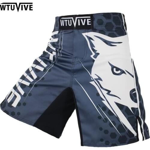 WTUVIVE MMA black and white cotton flower boxing movement training muay thai boxing short mma kickboxing Shorts Size loose sanda