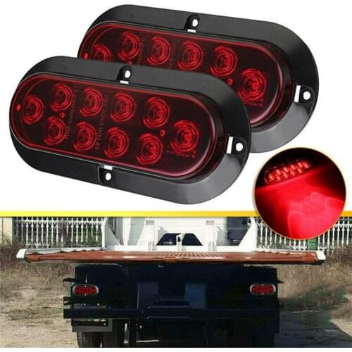Fuleem 2PCS 6INCH 10 LED Surface Mount Oval RED Stop Brake Marker Tail LED Light 12V Waterproof