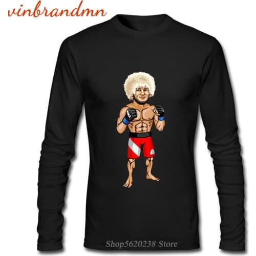 Cool Khabib Nurmagomedov Stylish T Shirts Long Sleeve Round Collar T-shirts For Men The Eagle Art Tee Tops Clothing Dropshipping
