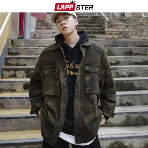 LAPPSTER Men Streetwear Camo Jackets 2020 Mens Korean Pockets Windbreaker Harajuku Male Hip Hop Autumn Camouflage Jackets Coats