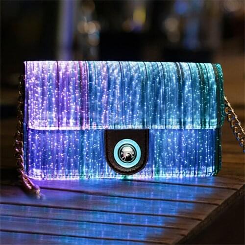 Women Girls Light Up Bag Luminous Cross Body Shoulder Handbags For Christmas Rave Party Bar