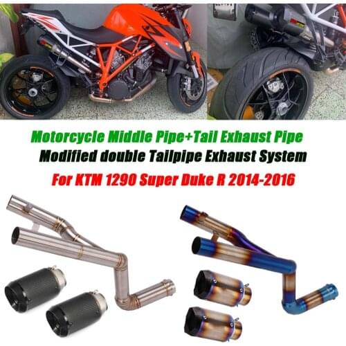 Motorcycle Mid Link Tubes Tail Exhaust Muffler Pipe DB Killer Refit Dual Outlet System for KTM 1290 Super Duke R 2014 2015 2016