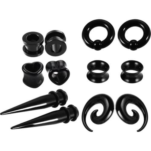 12 Pieces Ear Stretching Kit Expander 6mm/8mm/10mm Tapers and Plugs Tunnels