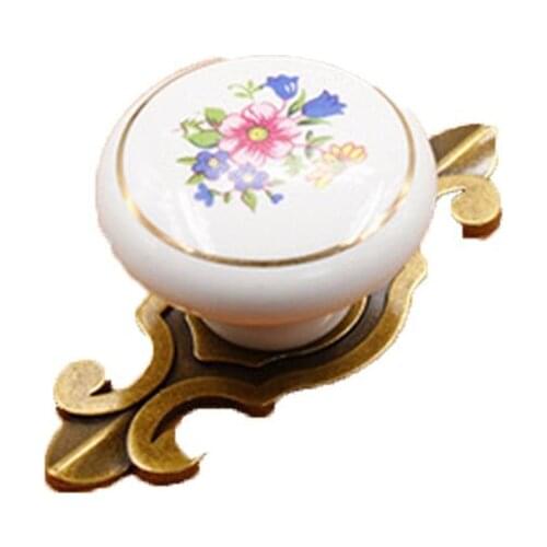 New Fashion 1005 Vintage Alloy Gasket Ceramic Cupboard Handles Single Hole Cabinet Handles With Screws Handles Drop Shipping