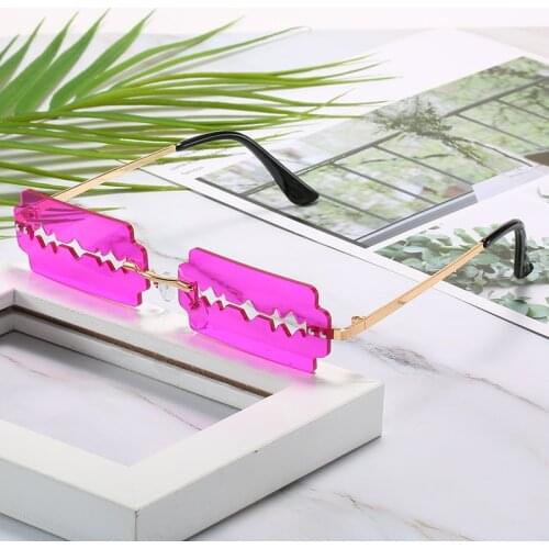 2020 New Rimless Sunglasses Women Sexy Vintage Blade Sun Glasses Retro Ocean Lens Oculos Feminine Trendy Spectacles Sunshades