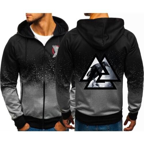 Unisex The Spring Autumn Viking legend Ragnars Raven Men Print Zipper jackets Man Gradient Color Coats Hoodies
