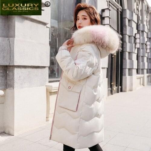 Women Winter Down Jacket Long Down Coat Female Thick Warm Clothes 2021 Ladies Real Raccoon Fur Hooded Coats Hiver 0003