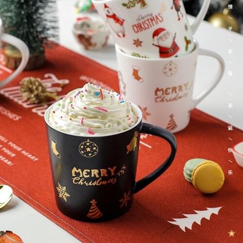 500ML Christmas Ice Cream Mugs Creative Christmas Mugs Ceramic Milk Tea Cup Drinking Water Bottle Santa New Year Gifts