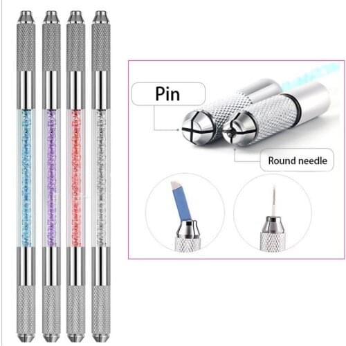 3D Manual Double Permanent Crystal Acrylic Tattoo Pen Microblading Tebori Tattoo Machine For Permanent Makeup Eyebrow Tattoo