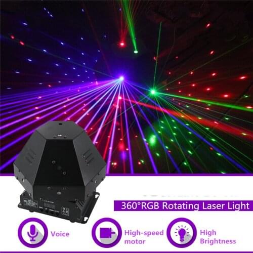 Sharelife Mini 360 Degree 11 Eyes RGB Rotating DMX Move Beam Gobos Laser Light Home Gig Party DJ Stage Lighting Sound Auto 360R