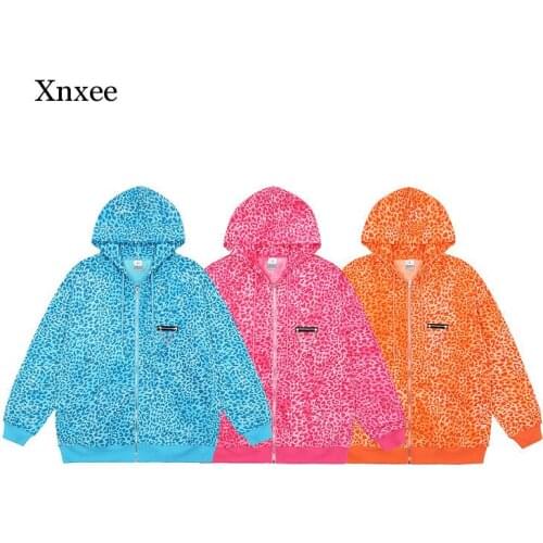 Fashion New Couple Coat Leopard Print Zipper Cardigan Hooded Mens Casual Pin Oversize Sweatshirts 2021 New Spring Clothing