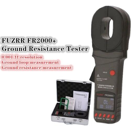 FUZRR FR2000+ Series Digital Clamp On Ground Earth Resistance Tester Lightning Protection Lightning Ground Tester 99 Set