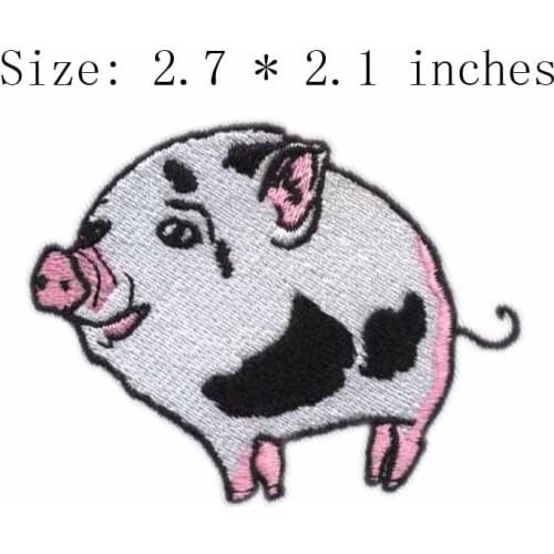 Fat pink pig 2.7" wide embroidery patch for scrapbook/shopkins/patches for clothing