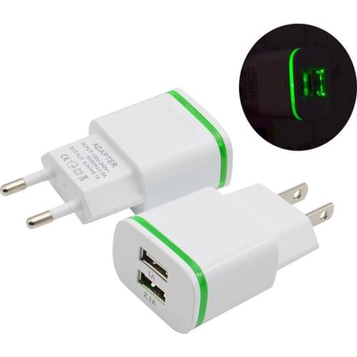 Quevinal 5V 2A Smart LED Light 2 Ports USB Charger Fast Wall Adapter Charger For iPhone 5 6 7 4 Phone 100pcs