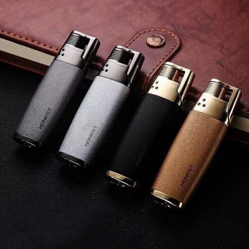 Windproof Cigar Jet Flame Gas Lighter Cigarette Butane Turbo Torch Refillable Lighter Metal Smoking Accessories Gadgets For Men