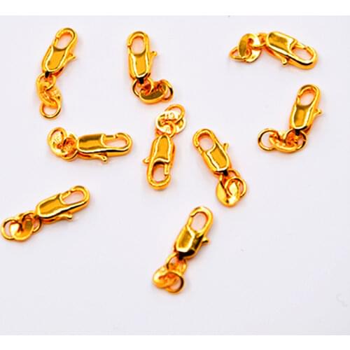 24Hours HOT 50Pcs 18KG Yellow Gold Filled Lobster Clasp GF Connecter Lin Jewelry Necklace Bracelet 18KGF Stamped Tag