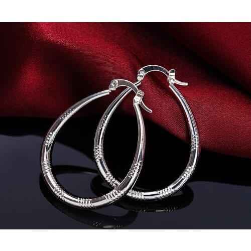 Classic 925 Sterling Silver 3CM Circle hoop Earrings for Women fashion party wedding Jewelry Trendsetter Christmas Gifts