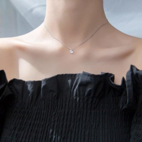Charm pendant necklaces for women,925 sterling silver Chain,Clear Zircon,Brief choker Charms necklace,party casual OL jewelry