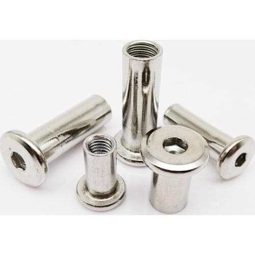 1/5pcs M6 M8 304 Stainless Steel Large Flat Hex Hexagon Socket Head Furniture Rivet Connector Insert Joint Sleeve Cap Nut
