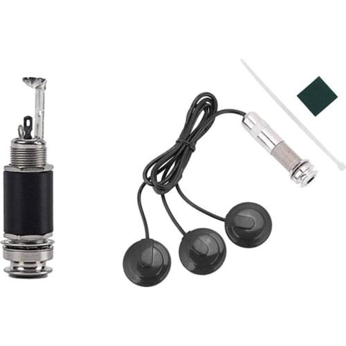 1pc 1/4 Inch 6.35mm Acoustic Electric Guitar Bass Output Jack & 3X Guitar Pickup Piezo Pickup Transducer