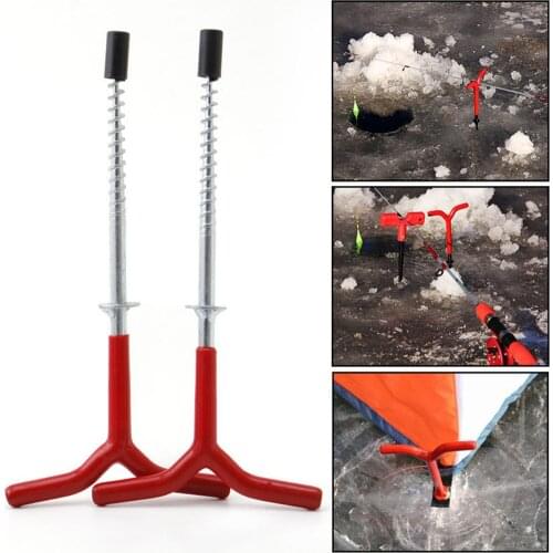 2PCS Fishing Bracket Tent Pegs Spiral Rod Holder Fixed Ice Drill Auger Holder Fishing Tackle Accessory Fishing Tools