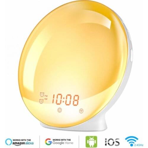 2020 Sunrise Alarm Clock Wake Light Sleep Assist Digital Alarm Clock For Alexa Google Bedside LED Light Alarm Clock Night Light