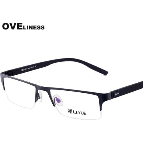 2020 Square mens eyeglass eye glasses frame men Optical Prescription Myopia Clear glasses Half Metal eyeglasses eyewear frames