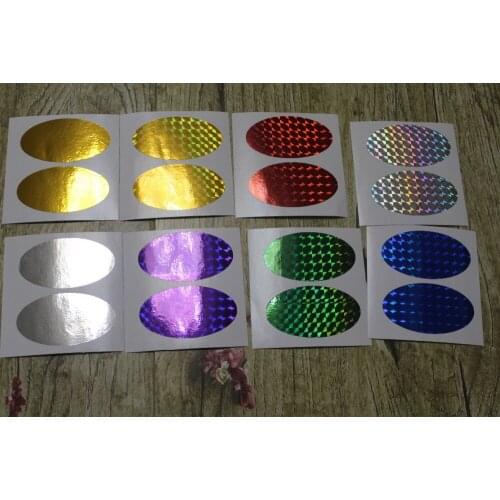 7.6x3.8cm Hologram Large Oval Sticker
