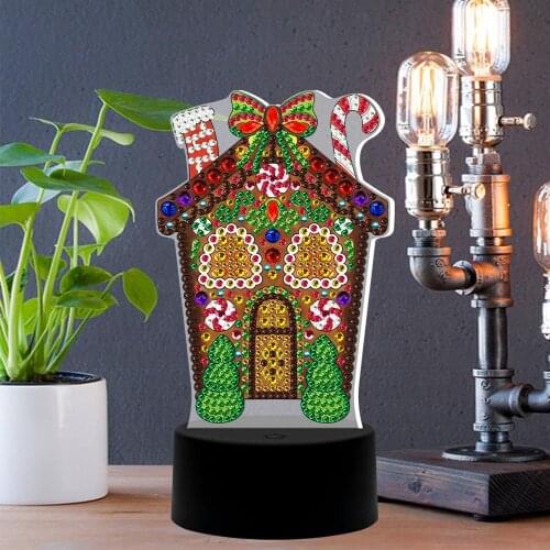 7 Colors Available Table Lamp Led 5D Diamond Painting Christmas House Light Diamond Embroidery Cross Stitch Mosaic Christmasgift