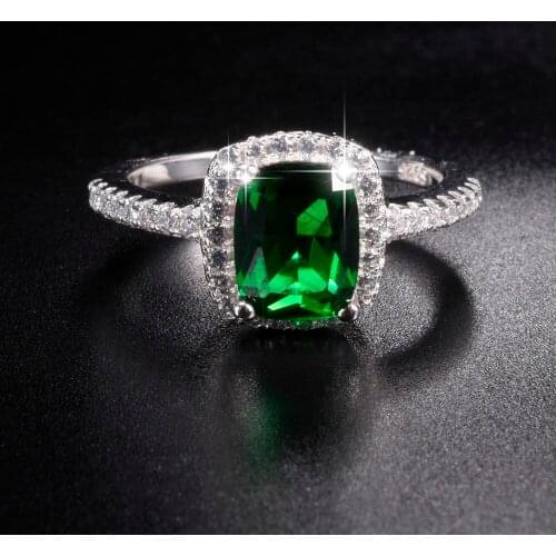 Promotion!! 7$ Real Solid 100% 925 Sterling Silver Wedding Rings Jewelry for Women 3ct green gemstone Engagement Ring sz 5-10