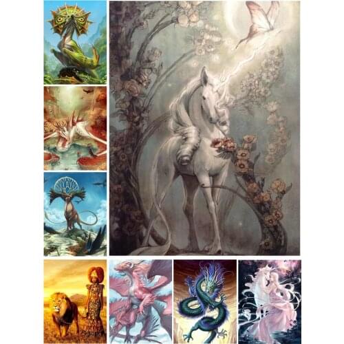 Unicorn Dragons Diy 5D Diamond Painting Full Square and Round Embroidery Mosaic Cross Kit Wall Art Handmade Home Decor for Gifts