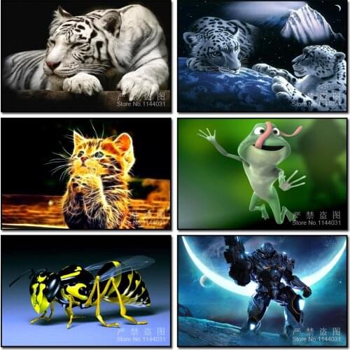 DIY Diamond Painting Animal Diamond Mosaic Resin Decorative Painting Cross Stitch Full Diamond Embroidery Cat Frog Tiger Bee