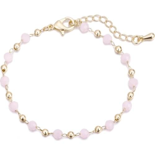 Crystal Round Beads Link Bracelet Chain Adjustable Gift For Woman Fashion Jewelry Simple Birthday Student New 2021