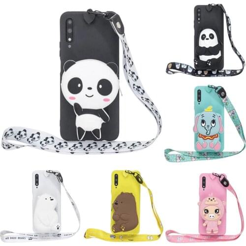 For Huawei Honor 9X Pro Y5 P Smart Plus 2019 Phone Cover soft Silicone Bear wallet Strap For Huawei Mate 20 Y9 2018 P10 P9 Lite