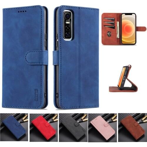 Bracket Phone Case for Vivo X60 Pro V21 Y73s Y17 Y72 S9E Capa Card Holder Flip Wallet PU Leather Magnetic Clasp Protection Cover