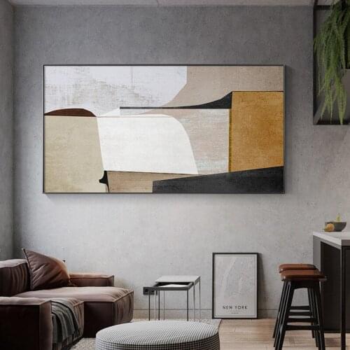 Color Block Modern Geometry Marble Combination Abstract Canvas Painting Wall Art Print Poster Picture for Living Room Home Decor
