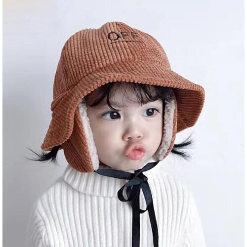 Autumn and Winter Childrens Thick Plush Hat Boy and Girl Baby Ear Protection Lei Feng Hat Child Lamb Cashmere Snow Warm Beanies