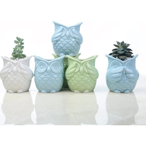 Owl Ceramic Flower Pot Creative Home Gardening Green Plant Pots Vase Gift
