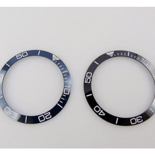 Ceramic Sloping Watch Bezel Insert 38mm*30.6mm Fit For 40mm SUB Style Mens Watch Luminous Bead Black/Blue