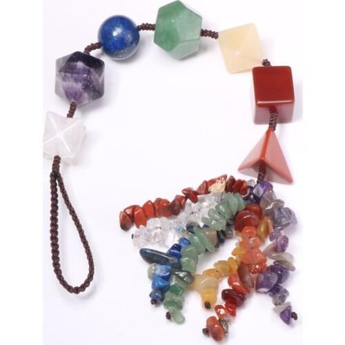 Classic Style Handmade Weave Geometric Many Colors Quartz Stone Pendant with Tassels Healing Chakra Jewelry