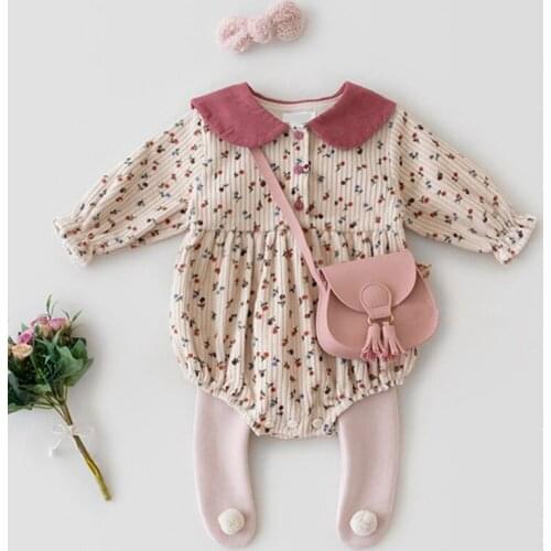 Spring Autumn Baby Girl Newborn Rompers Clothes New 2021 Baby Girl Corduroy Printing Rompers Girl Long Sleeves Rompers