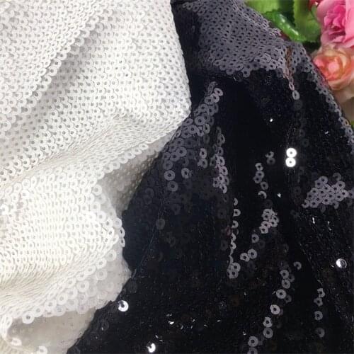 Milky Cream Black Seuquins Lace Fabric DIY Formal Dress Evening Dress Sewing Accessories Cloth V2997