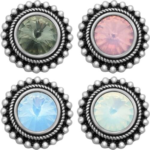 New Beauty Round 7colors rhinestone metal 18mm snap buttons fit 18mm snap jewelry wholesale KZ3272