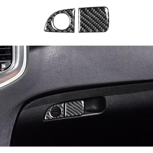 Handle Switch Cover Glove Box Trim Sticker Co-pilot Carbon Fiber Black Durable (Left Drive) For Challenger 2015 Horse 2011